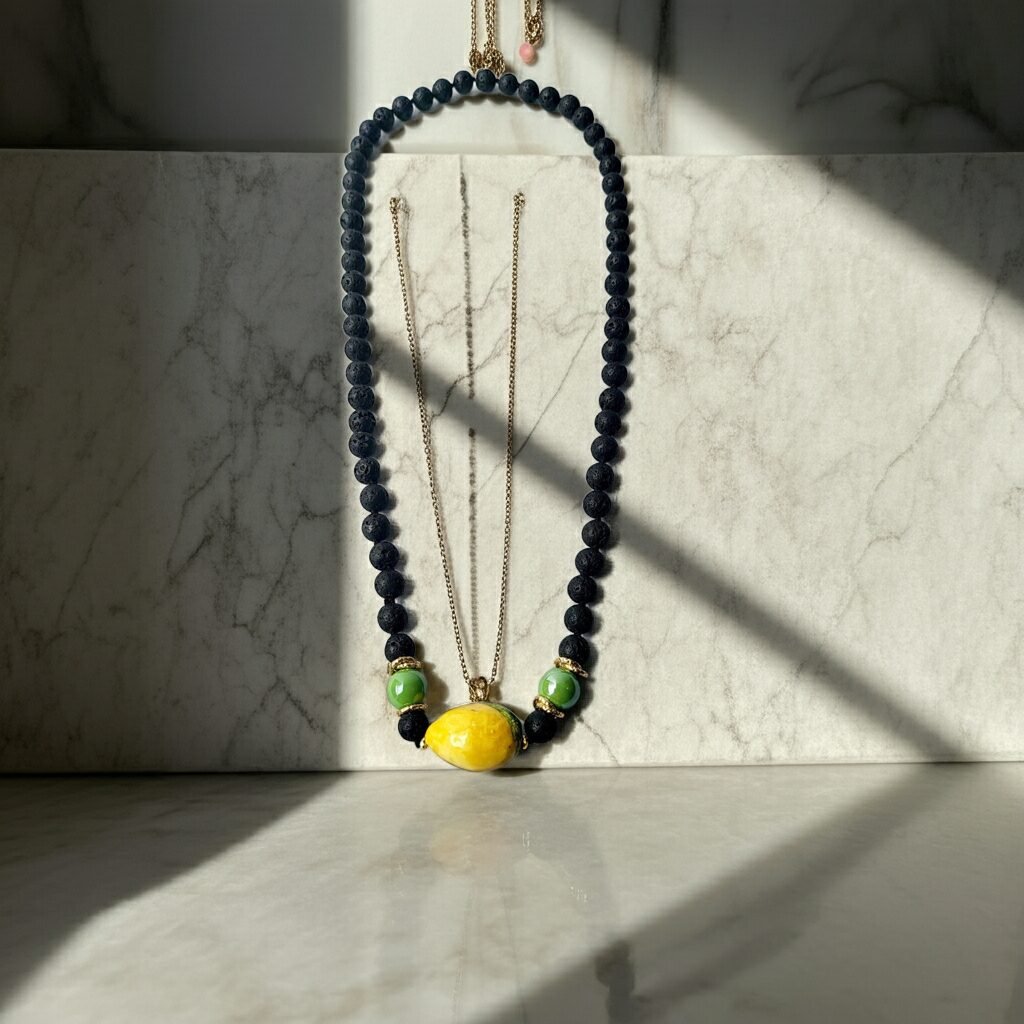Lava Volcano Etna Sicily Necklace, handmade, gift for her. - Image 3