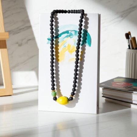 Alternative view of Lava Volcano Etna Sicily Necklace, handmade, gift for her.