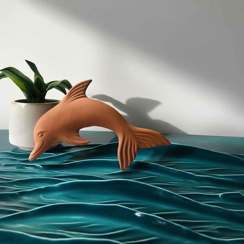 Terracotta Clay Pottery Sicily Dolphin - Image 4