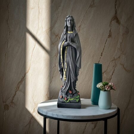 Alternative view of Lava Statues Volcano Etna Sicily Virgin mary with clasped hands