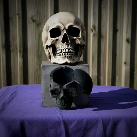 Alternative view of Lava Statues Volcano Etna Sicily Skull with Lid