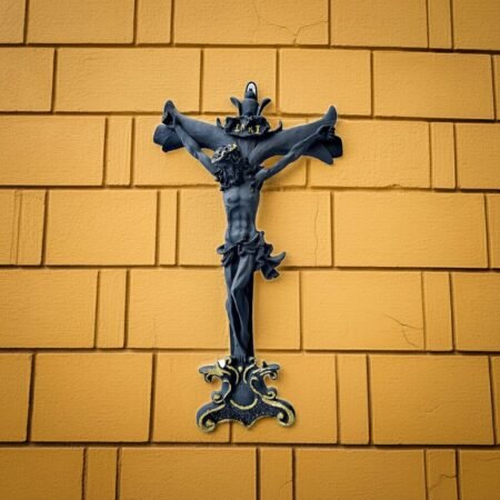 Alternative view of Lava Statues Volcano Etna Sicily Christ