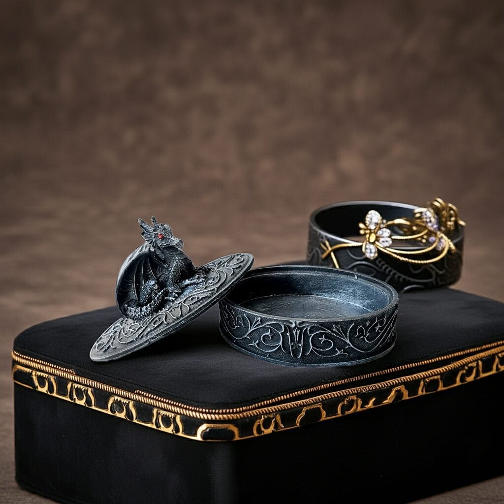 Lava Statues Volcano Etna Sicily Dragon jewellery Box - Image 4