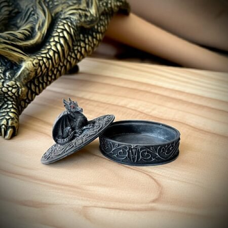 Alternative view of Lava Statues Volcano Etna Sicily Dragon jewellery Box