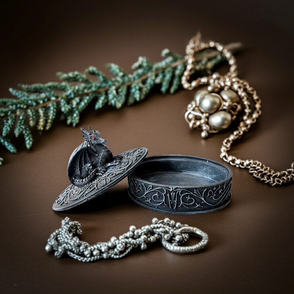 Lava Statues Volcano Etna Sicily Dragon jewellery Box - Image 3