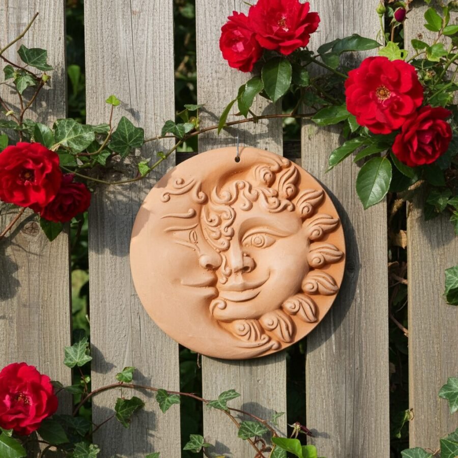 Terracotta Clay Pottery Sicily Sun/Moon - Image 2