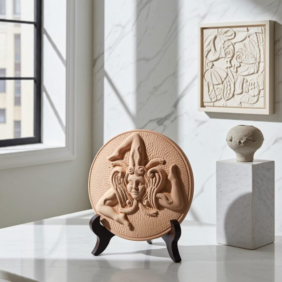 Terracotta Clay Pottery Sicily Trinacria/disc - Image 4