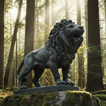 Alternative view of Lava Statues Volcano Etna Sicily Roman Lion