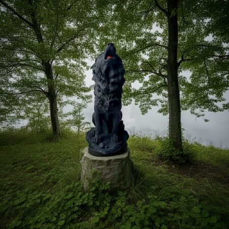Alternative view of Lava Statues Volcano Etna Sicily Wolf