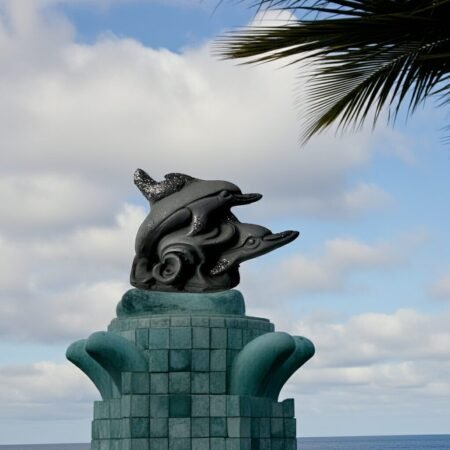 Alternative view of Lava Statues Volcano Etna Sicily Dolphin