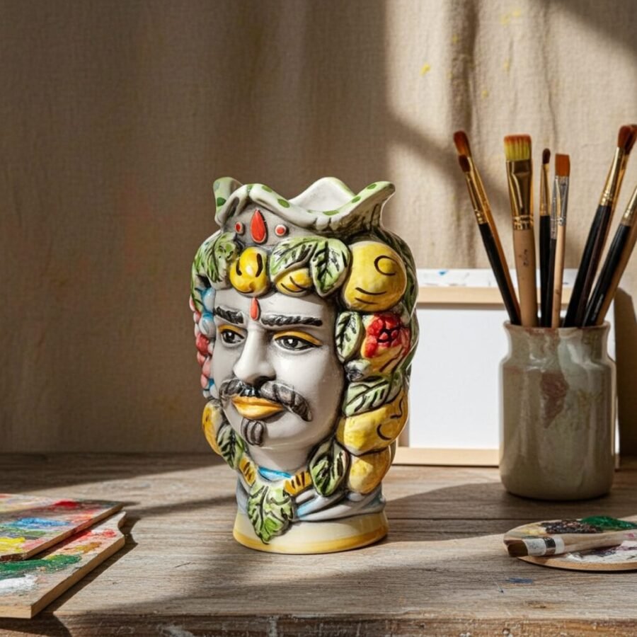 Sicilan Testa di Moro Caltagirone Ceramic hand decorated 13cm - Image 4