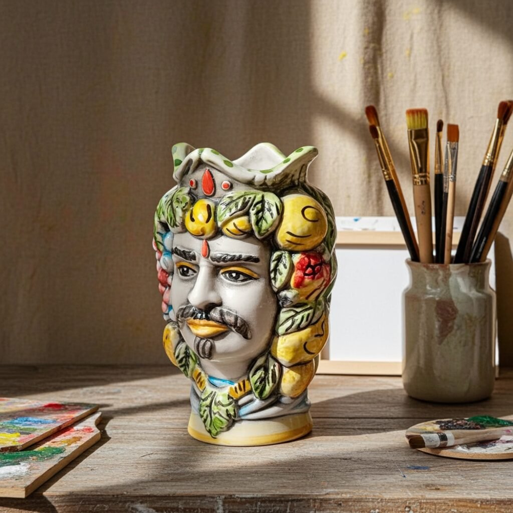 Sicilan Testa di Moro Caltagirone Ceramic hand decorated 13cm - Image 4