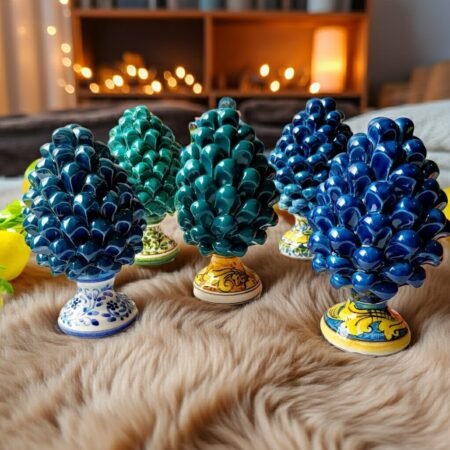 Sicilian Ceramic Pinecone of Caltagirone c/base hand decorated 15cm symbol of  prosperity  fertility  longevity