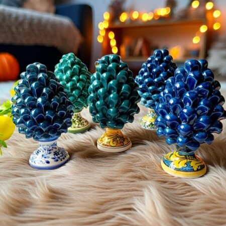 Alternative view of Sicilian Ceramic Pinecone of Caltagirone c/base hand decorated 15cm symbol of  prosperity  fertility  longevity