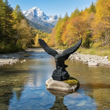 Alternative view of Lava Statues Volcano Etna Sicily Eagle