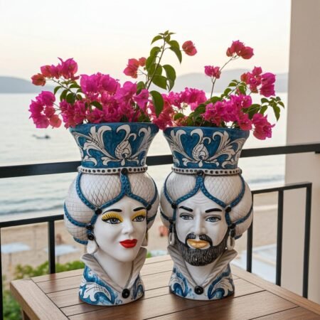Alternative view of Sicilan Testa di Moro Caltagirone Ceramic hand decorated 33cm