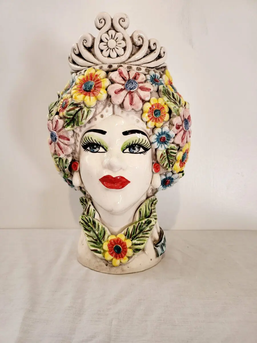 Sicilan Seasons Testa di Moro Caltagirone Ceramic hand decorated 30cm - Etna  in Sydney