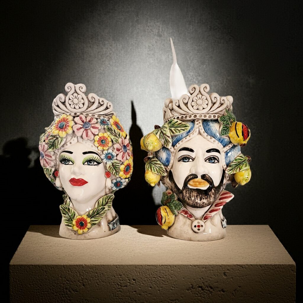Sicilan Seasons Testa di Moro Caltagirone Ceramic hand decorated 30cm