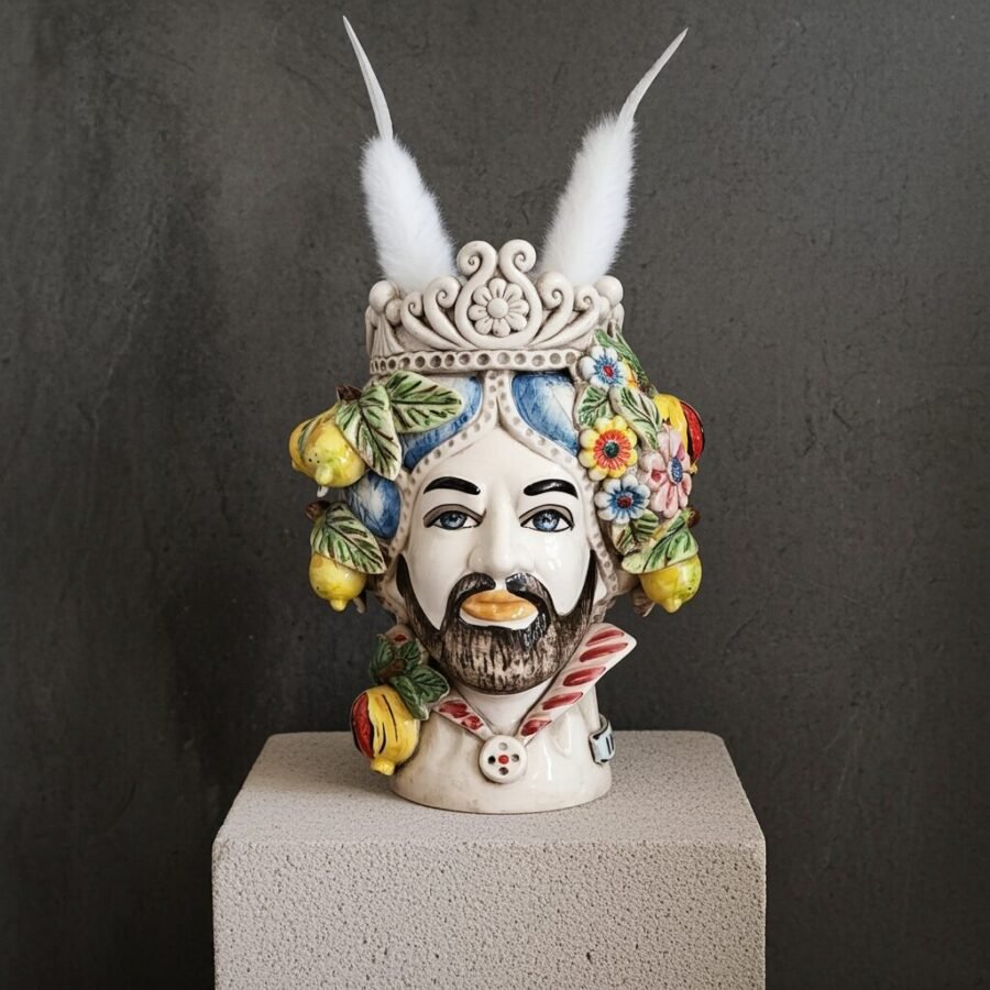 Sicilan Seasons Testa di Moro Caltagirone Ceramic hand decorated 30cm - Image 4