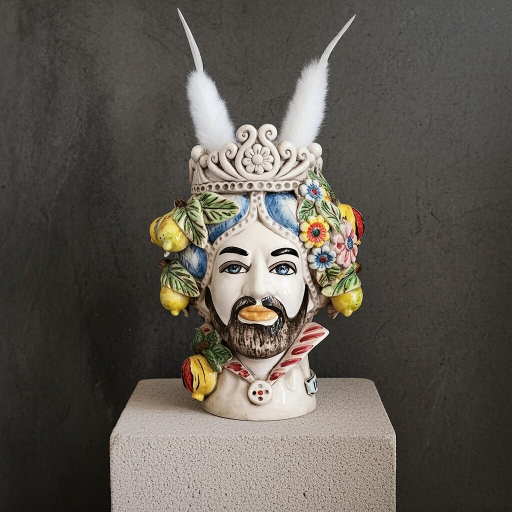 Sicilan Seasons Testa di Moro Caltagirone Ceramic hand decorated 30cm - Image 4
