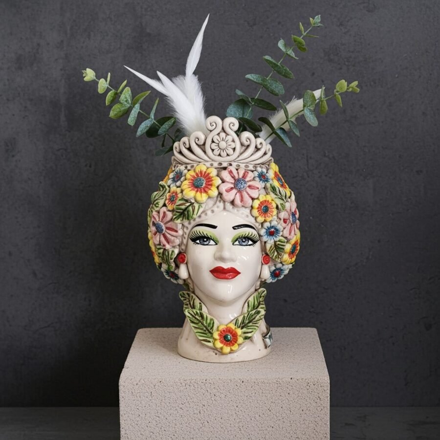 Sicilan Seasons Testa di Moro Caltagirone Ceramic hand decorated 30cm - Image 5