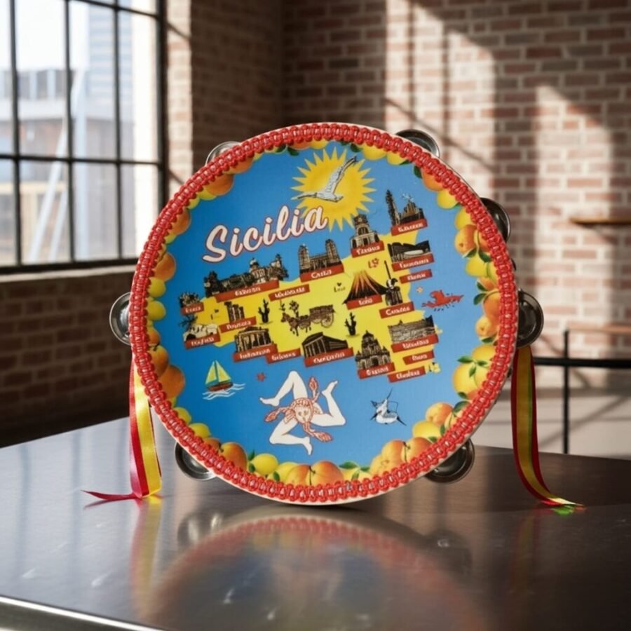 a SOUVENIRS, Tamburello Siciliano, Sicilian tambourine, Real leather, Sicily - Image 3