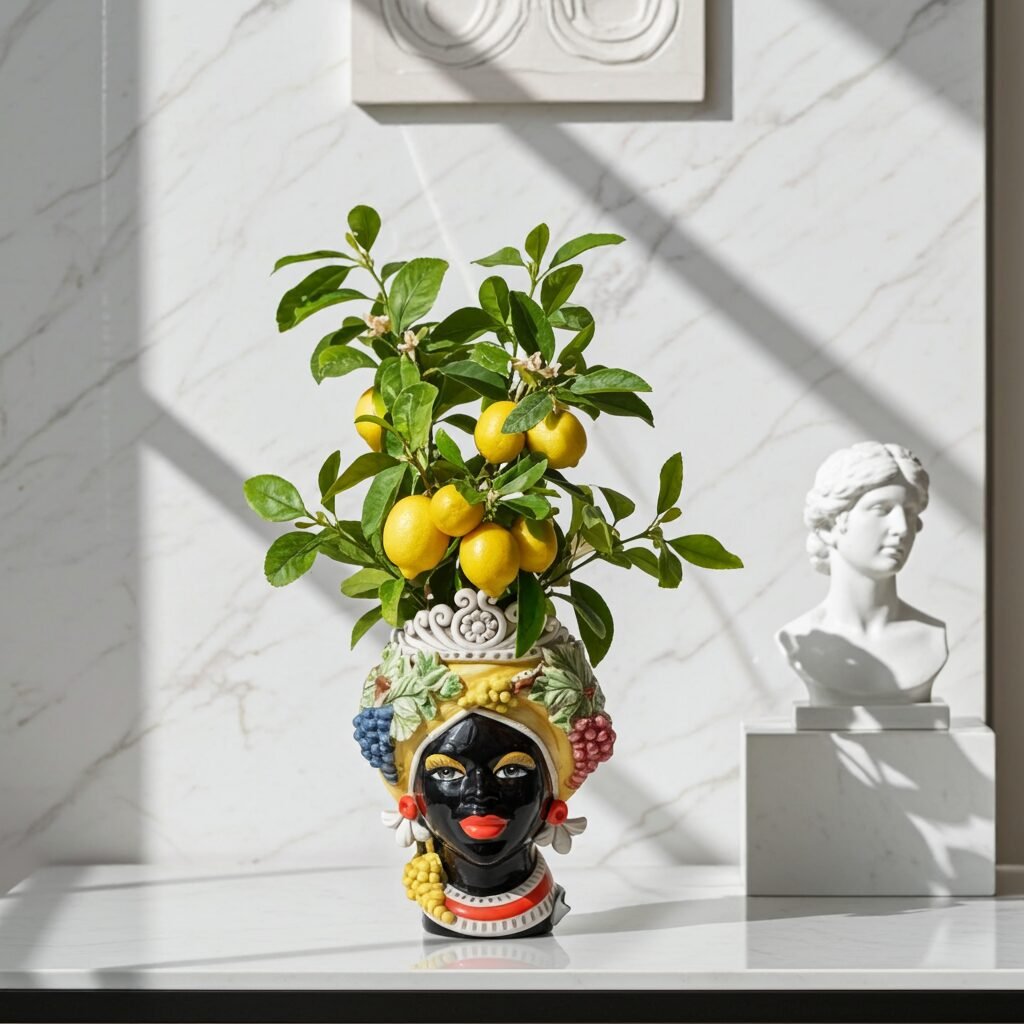 Sicilan Seasons Testa di Moro Caltagirone Ceramic hand decorated 30cm - Image 7