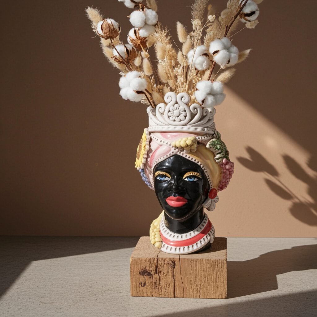 Sicilan Seasons Testa di Moro Caltagirone Ceramic hand decorated 30cm - Image 9