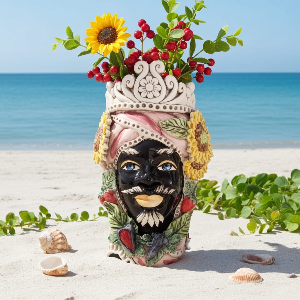 Sicilan Seasons Testa di Moro Caltagirone Ceramic hand decorated 30cm - Image 8