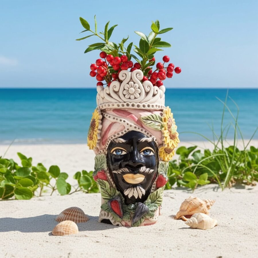 Sicilan Seasons Testa di Moro Caltagirone Ceramic hand decorated 30cm - Image 10