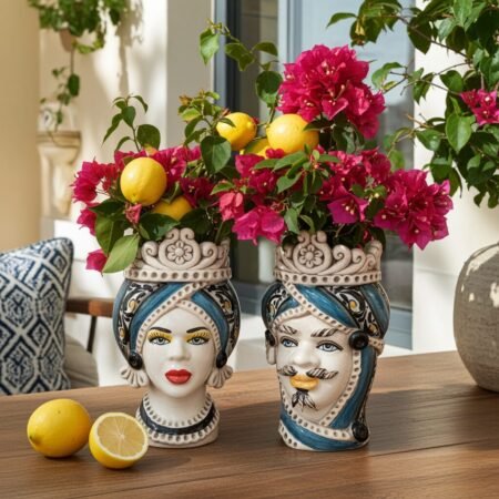 Sicilan Testa di Moro Caltagirone Ceramic hand decorated 20cm