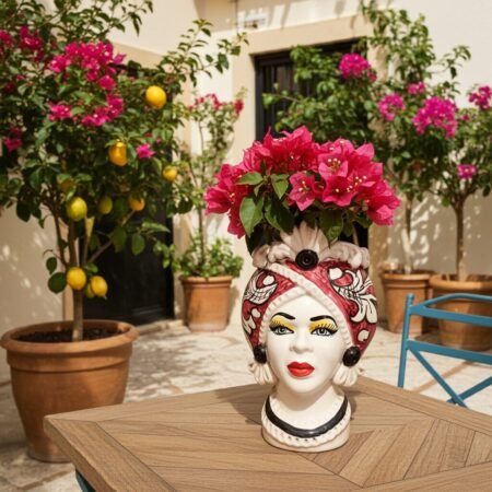 Alternative view of Sicilan Testa di Moro Caltagirone Ceramic hand decorated 20cm