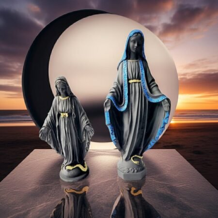 Alternative view of Lava Statues Volcano Etna Sicily Virgin Mary