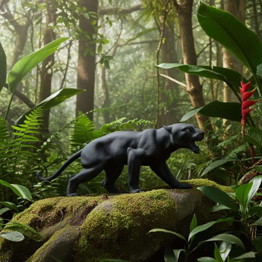 Lava Statues Volcano Etna Sicily Black Panther - Image 3