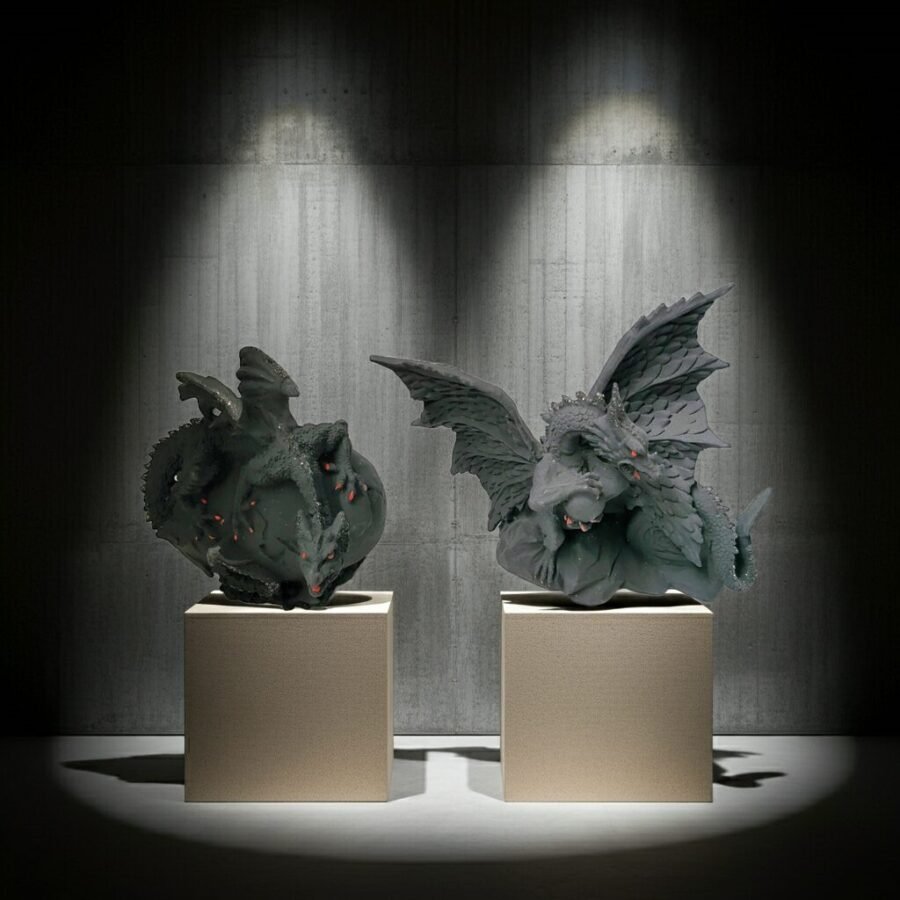 Lava Statues Volcano Etna Sicily Dragon