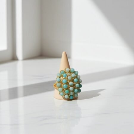 Alternative view of Amazonite Ring, ADJUSTABLE RING, Natural Gemstone Ring, vintage ring, Handmade Rings, Artisan Jewelry, Rings for women, gift, made in Sicily (italy).