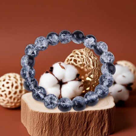 Alternative view of Elevate Your Look with This Translucent Beaded Bracelet - Black & White Crackle Glass Beads!