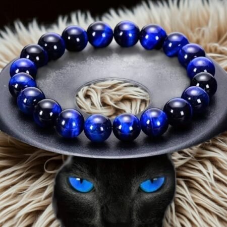 Alternative view of Natural Blue Tiger Eye Stone Bracelet Eagle Eye Stone Cat Eye Men's Hand String 8 MM DIY Hand Jewelry
