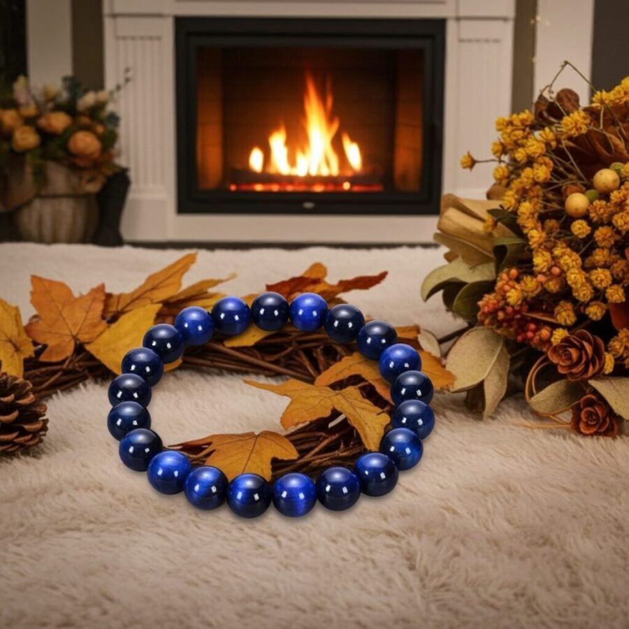Natural Blue Tiger Eye Stone Bracelet Eagle Eye Stone Cat Eye Men's Hand String 8 MM DIY Hand Jewelry