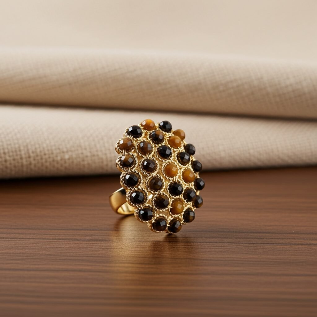 Beautiful Brown Crystal, ADJUSTABLE RING, Natural Gemstone Ring, vintage ring, Handmade Rings, Artisan Jewelry, Rings for women, gift, made in Sicily (italy). - Image 3