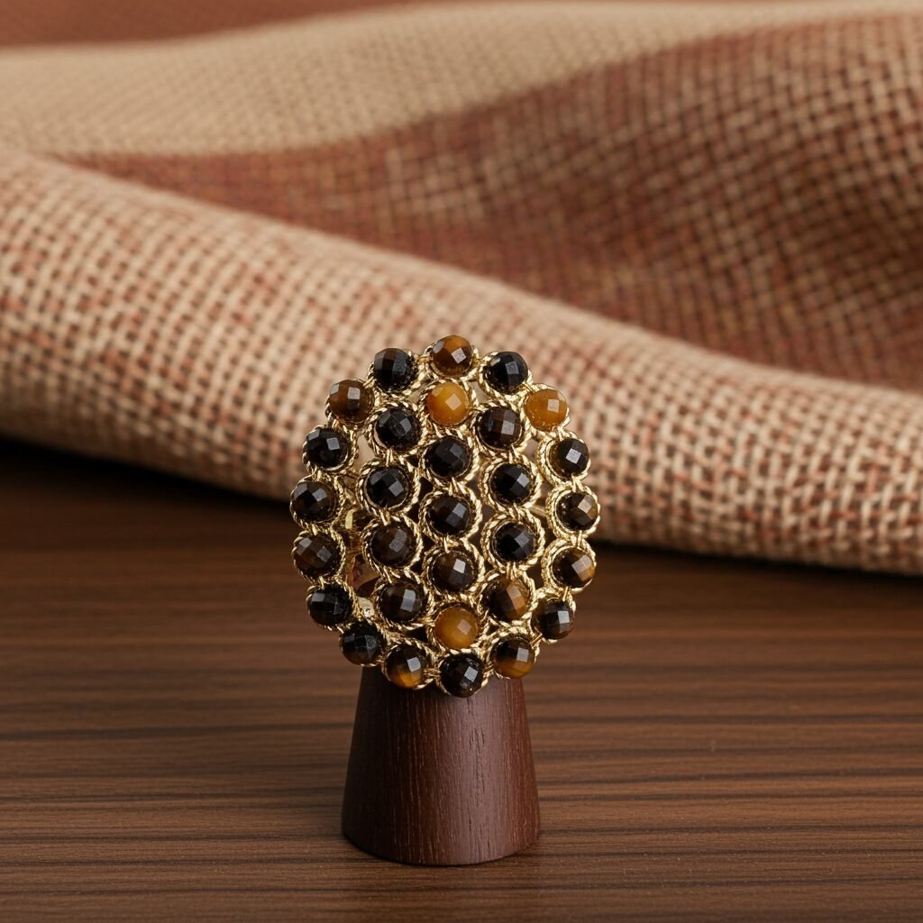 Beautiful Brown Crystal, ADJUSTABLE RING, Natural Gemstone Ring, vintage ring, Handmade Rings, Artisan Jewelry, Rings for women, gift, made in Sicily (italy). - Image 4