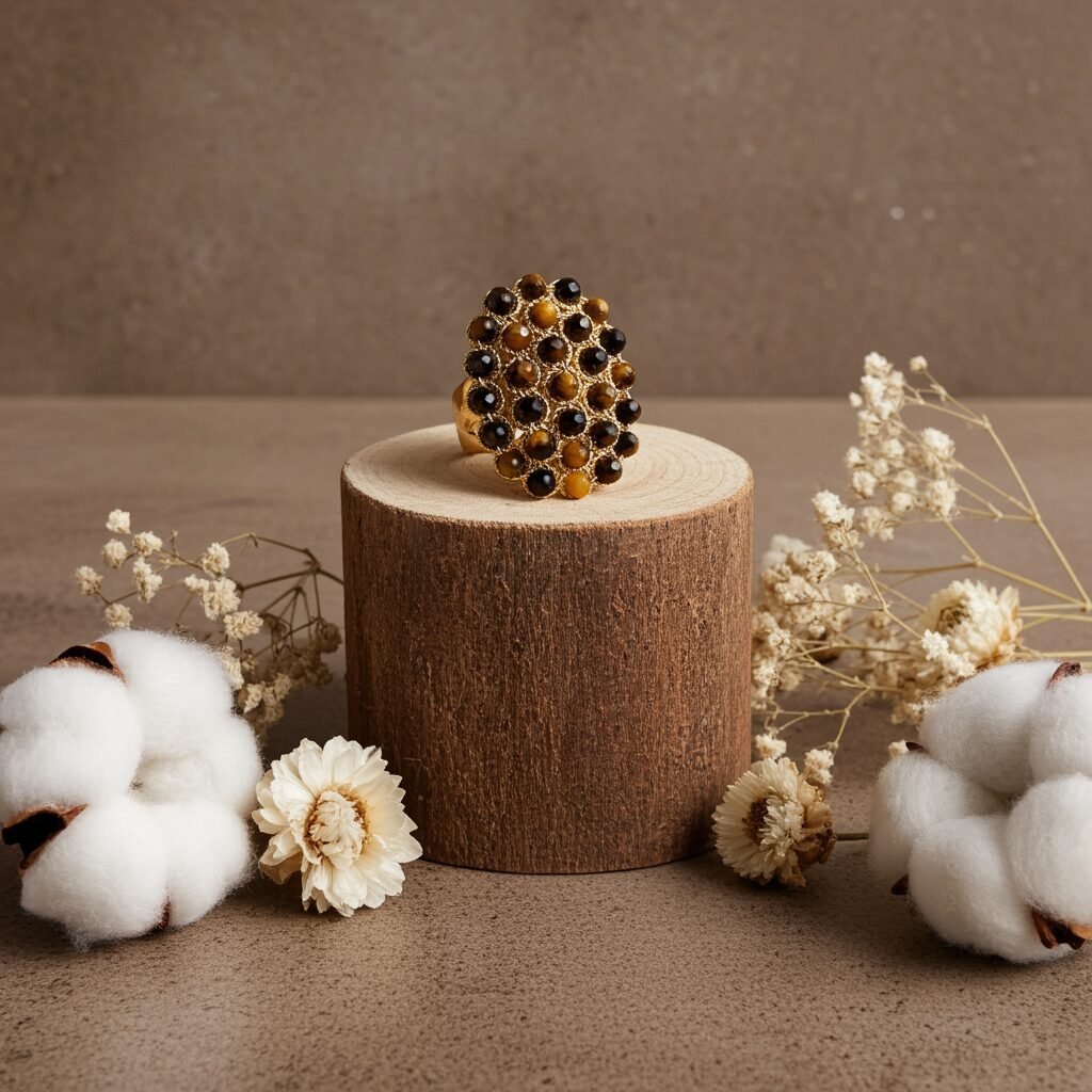 Beautiful Brown Crystal, ADJUSTABLE RING, Natural Gemstone Ring, vintage ring, Handmade Rings, Artisan Jewelry, Rings for women, gift, made in Sicily (italy). - Image 8