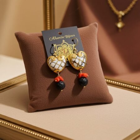 Ceramic heart earrings, Heart Earrings, handmade, Sicily, gift for her.