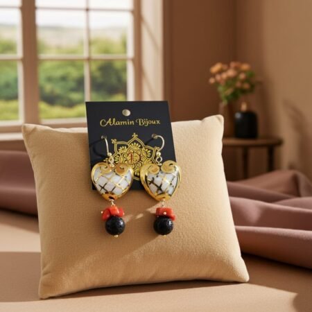 Alternative view of Ceramic heart earrings, Heart Earrings, handmade, Sicily, gift for her.