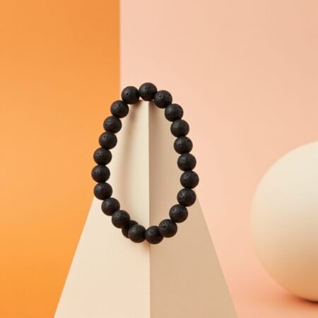 Alternative view of Black Lava Stone Bracelet For Men Fashion Cool Beaded Bracelets, made in Sicily.