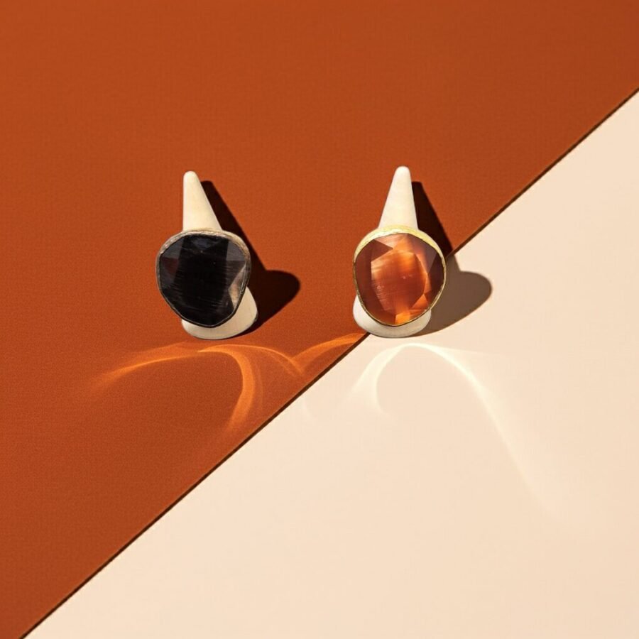 Natural Cat's Eye stone, different colours, ADJUSTABLE RINGS, Natural Gemstone Rings, vintage rings, Handmade Rings, Artisan Jewelry, Rings for women, gift, made in  Sicily (italy). - Image 3