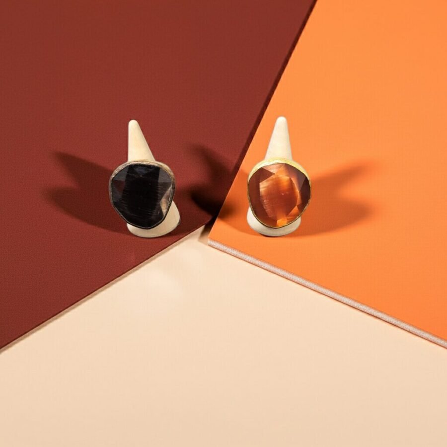 Natural Cat's Eye stone, different colours, ADJUSTABLE RINGS, Natural Gemstone Rings, vintage rings, Handmade Rings, Artisan Jewelry, Rings for women, gift, made in  Sicily (italy). - Image 2