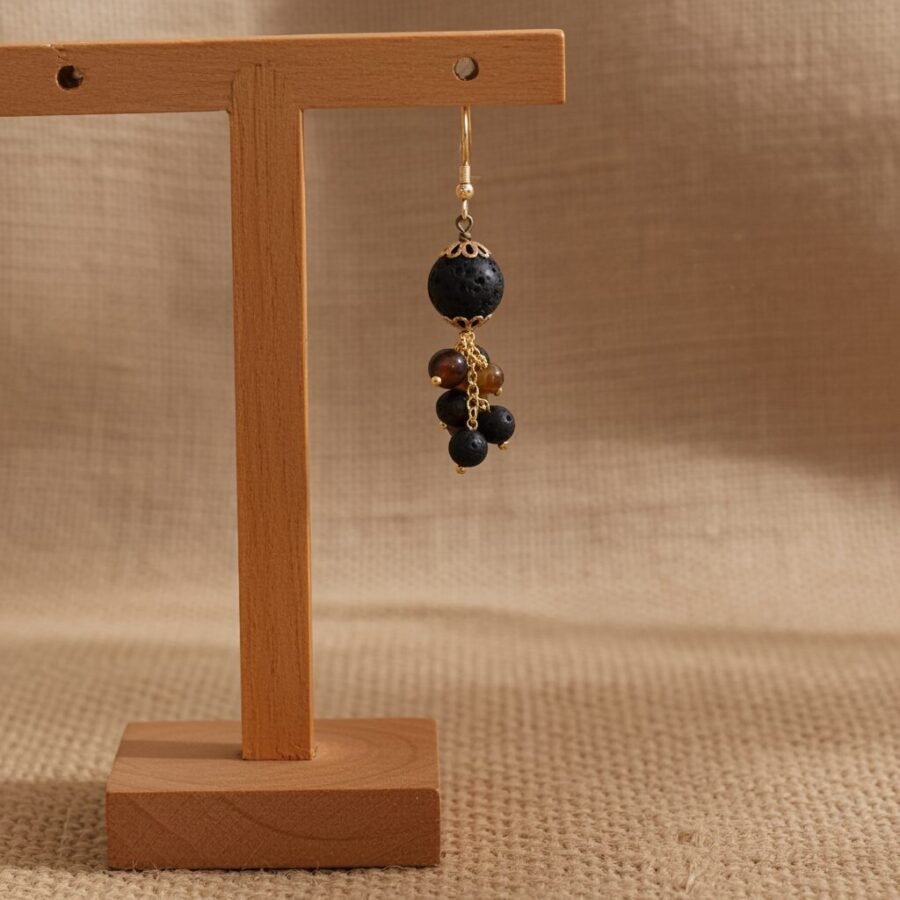Natural Volcanic Lava Graduaded Beads Dangle Earrings, Sicily, gift - Image 5