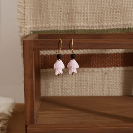 Natural Volcanic Lava Graduaded Beads Dangle Earrings, Sicily, gift