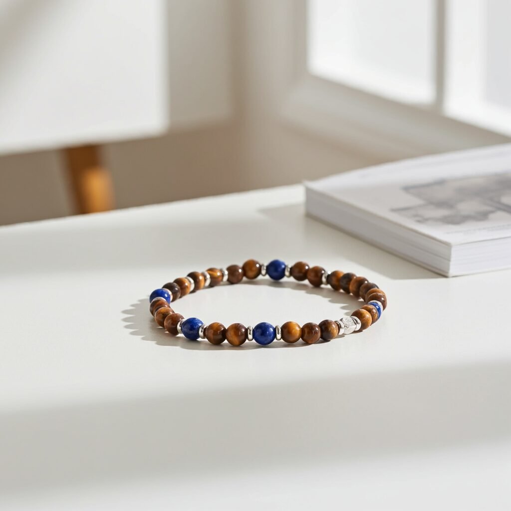 Men's Bracelet Yellow Tiger Eye Beaded Bracelet Energy Bracelet Healing Bracelet Best Gift For Friends Families, made in Sicily. - Image 2